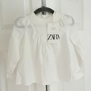 Zara kids white blouse, yolk detail 12-18 months